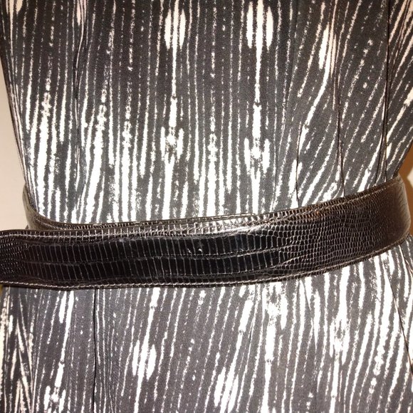 ❤️NORMA KAMALI BLACK Reptile Embossed Italian Calfskin WOMENS BELT M USA - Picture 3 of 5